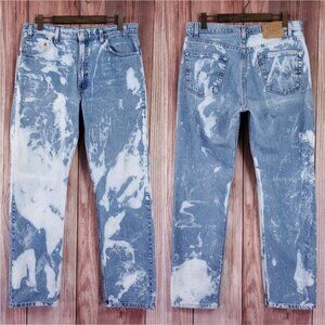 Vtg 90s Levis 505 Mens 36X32 Regular Fit Straight Leg Jeans Bleach Splattered